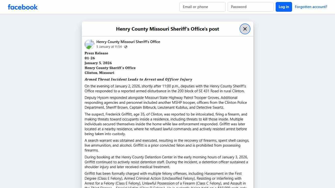 𝐏𝐫𝐞𝐬𝐬 𝐑𝐞𝐥𝐞𝐚𝐬𝐞... - Henry County Missouri Sheriff's Office | Facebook